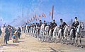 Кавалерийский полк Эртогрул на третьем Галатском мосту — картина Фаусто Зонаро для султана Абдулхамида II
