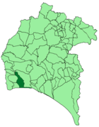 Расположение муниципалитета Лепе на карте провинции