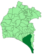 Расположение муниципалитета Альмонте на карте провинции
