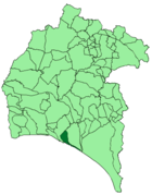Расположение муниципалитета Палос-де-ла-Фронтера на карте провинции
