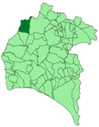 Расположение муниципалитета Росаль-де-ла-Фронтера на карте провинции