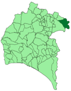 Расположение муниципалитета Санта-Олалья-дель-Кала на карте провинции