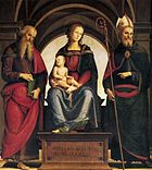 Мадонна на троне с Младенцем и святыми Иоанном Крестителем и Августином. 1494. Дерево, темпера. Церковь Сант-Агостино, Кремона