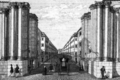 Руа Аугушта с Праса-ду-Комерсиу (ок. 1820) с колоннадами арки, установленными в 1815 году