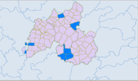 Национальные волости в юго-восточной Хунани. Синий — яо.