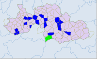 Национальные волости в южной Сычуани: Ибинь и Лучжоу. Светло-зелёный — и. Синий — мяо.