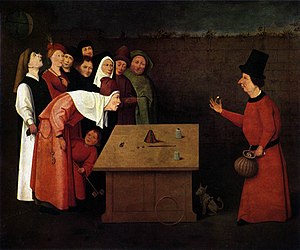 Иероним Босх, "Фокусник", начало 16 века.