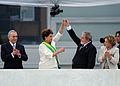 Мишель Темер, Дилма Руссефф, Лула да Силва и Мариса Летисия на церемонии инаугурации
