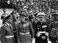 Generals Milch, Keitel, Brauchitsch, Admiral Raeder and Weichs at the 1938 Nuremberg Rally