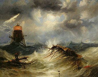 Джон Кармайкл «Маяк Ирвин. Ужасная буря», 1851 Частное собрание