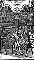 «Арлекин — торговка бельём во дворце», гравюра XVII в.