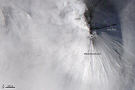 Ключевской вулкан. Март 2010 (НАСА)