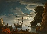 Морской порт лунной ночью. 1751. Холст, масло. Национальный фонд, Великобритания