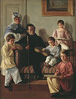 Портрет сенатора и генерала Александра Башилова со своими детьми и сыновьями графа де Бальмена, Яковом и Сашей