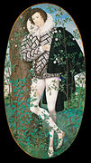 Молодой человек среди роз (возможно, портрет графа Эссекса). Ок. 1593. Пергамент на картоне, акварель. Музей Виктории и Альберта, Лондон