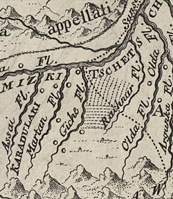 Река Мартан на карте Якова Штелина 1771 год.