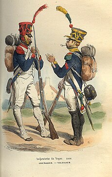 французская линейная пехота: гренадер и вольтижёр, 1808 год