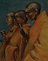 Иллюстрация 1905 года: монахи с молитвенными барабанами