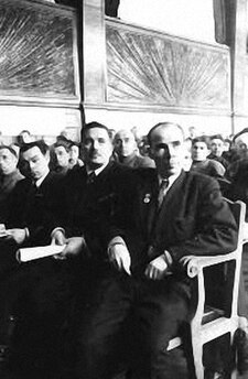 В. В. Арнаутов и др. в зале заседаний Всероссийского совещания по садоводству и виноградарству, 1946 год.