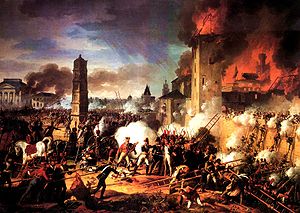 Маршал Ланн возглавляет штурм цитадели в битве при Регенсбурге. Картина Шарля Тевенена