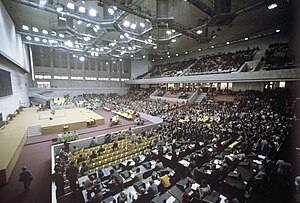 Дворец спорта «Измайлово» в июле 1980 года во время олимпийского турнира тяжелоатлетов