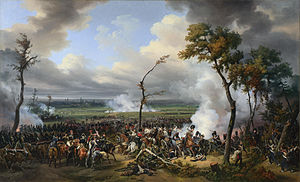 Битва при Ганау. Французская артиллерия выдвигается из леса. Гравюра XIX века по картине Ораса Верне.