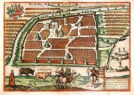 План Москвы из «Записок о Московии», издание 1556 года