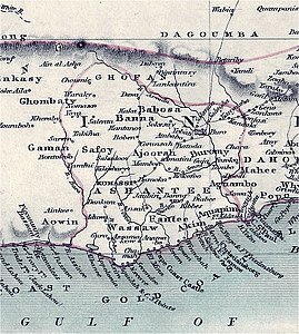 Карта империи Ашанти в XIX веке