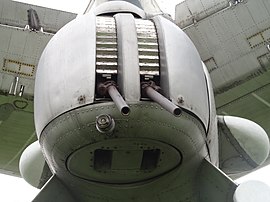 Пушки АМ-23 в кормовой оборонительной установке самолёта Ту-142