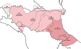 Территория распространения эмилиано-романьольского языка