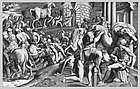 Троянцы тянут в город деревянного коня. 1545. Офорт