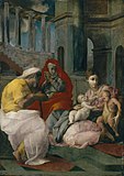 Святое семейство со Святой Елизаветой и Иоанном Крестителем. 1541—1543. Сланец, масло. Эрмитаж, Санкт-Петербург
