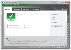 Скриншот программы Microsoft Security Essentials