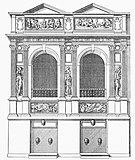 Проект фонтана в развёртке. Гравюра Ж.-А. Дюсерсо. 1560