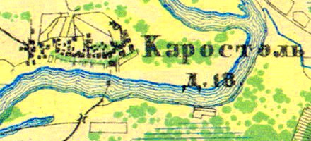 Деревня Коростель на карте 1860 года