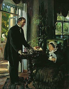 «Помещица» (портрет Л. В. Тарновской и её слуги Ивана Тихоновича) (1886)