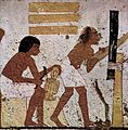 Художник и плотник на фреске из гробницы Небамона и Ипуки (ок. 1350-1300 годов до н. э.). Древний Египет
