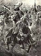 Полковник Марбо в битве при Ватерлоо во главе 7-ого гусарского полка