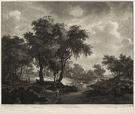 Пейзаж с мельницей, гравюра 1769 год