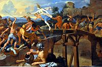 Ш. Лебрен. Гораций Коклес, защищающий мост. Ок. 1643. Далиджская картинная галерея, Лондон