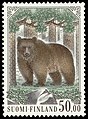 Бурый медведь на почтовой марке Финляндии