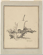 Ж. де Лажу. Корабль-рокайль. Из серии «Новая коллекция различных картушей». 1734. Бумага, тушь, перо, кисть
