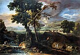 Пейзаж с рекой и фигурами. Ок. 1720 г. Холст, масло. Галерея Академии, Венеция