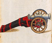 Пушка на лафете. Иллюстрация Бартоломеуса Фрейслебена из «Арсенальной книги» императора Максимилиана I, 1502 год