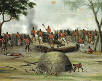 48-фунтовое орудие времен Парагвайской войны в битве при Курупайти (1866). Картина Кандидо Лопеса