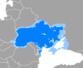 Регионы с использованием украинского языка  большинством и  меньшинством населения