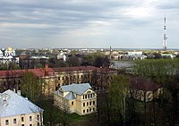 Вид на Детинец и телевышку с башни Кокуй Новгородского детинца