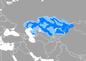 Регионы с использованием казахского языка  большинством и  меньшинством населения