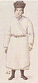 Русский из Риги в (предположительно) овчинном полушубке, зарисовка Иоганна Кристофа Бротце, XVIII в.
