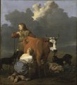 Девушка доит корову. Карел Дюжарден, 1657